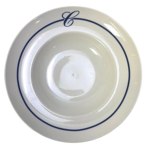 Homer Laughlin USA Vintage 12" Rimmed Soup/Pasta Bowl 'C' Monogram - Picture 1 of 5